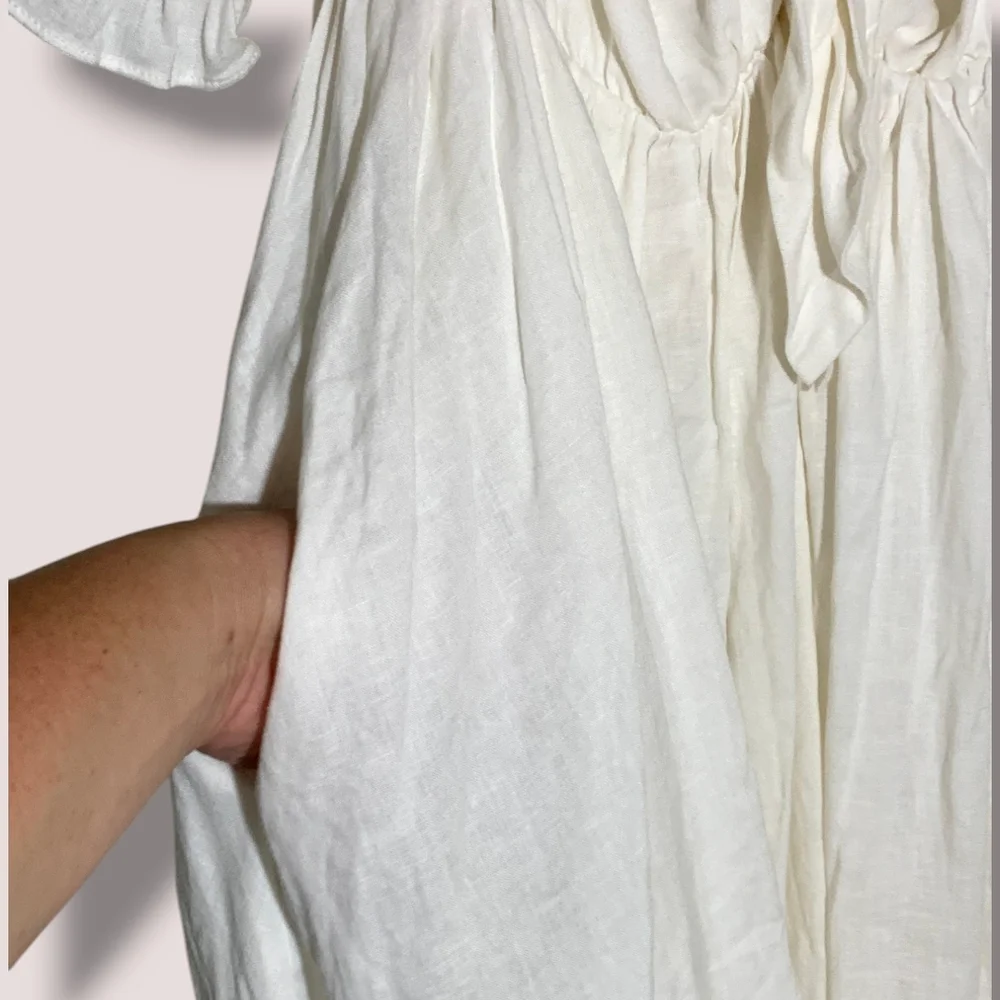 NWT MABLE ARIYA FRONT RIBBON TIED MINI Dress In OFF WHITE SZ L - Picture 6 of 16